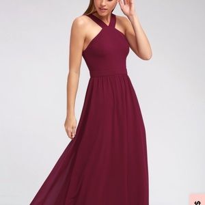 Lulu’s Air of Romance Burgundy Maxi Dress